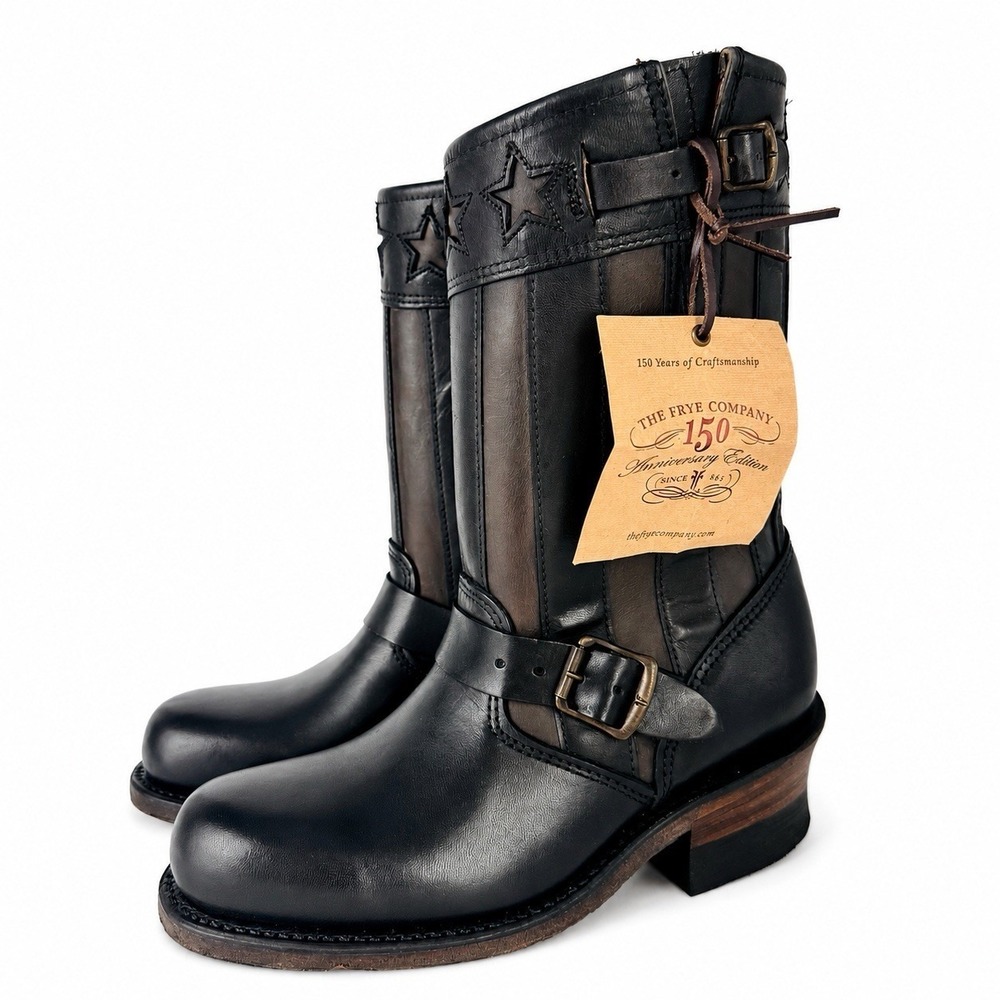 Frye Engineer Americana 50th Anniversary‎ Boots Women's Size 6 M Black USA